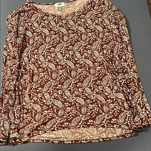 Old Navy Women's Long Sleeve Top - Brown & white